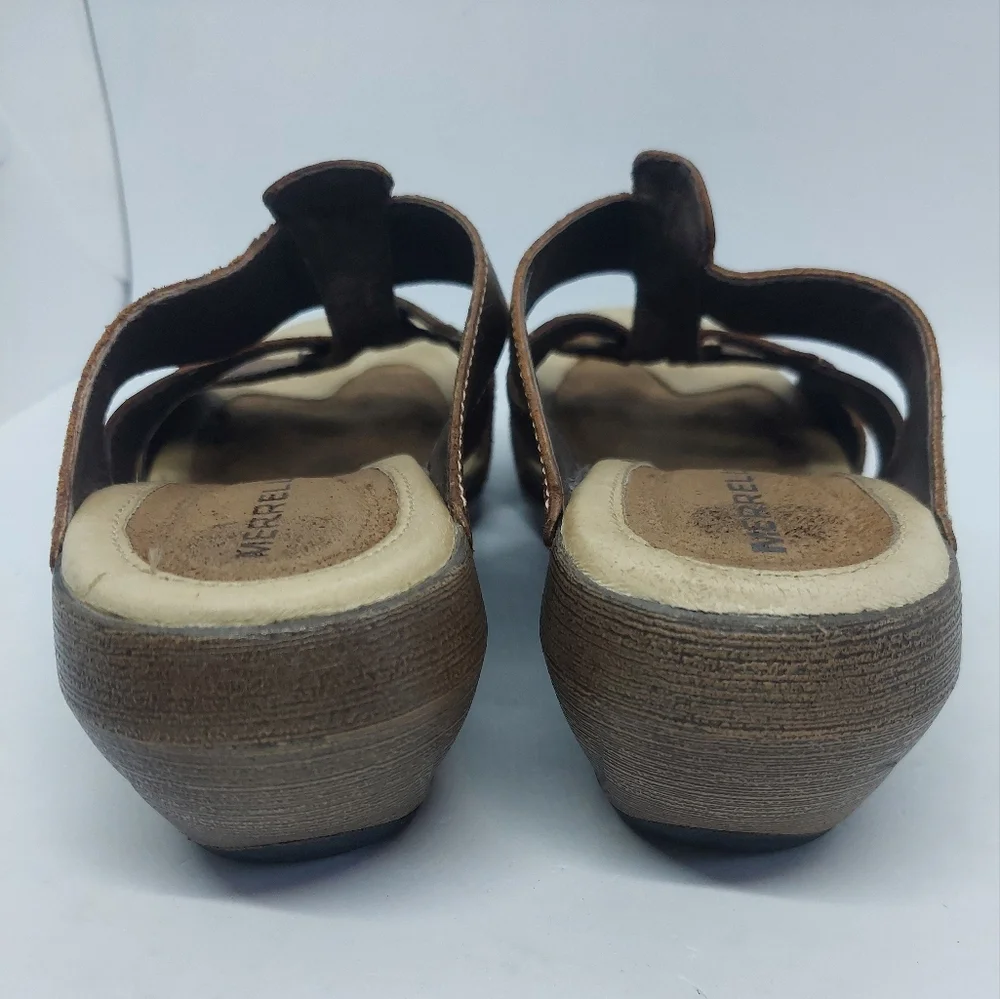 MERRELL Luxe Slide Mink Sandal Womens Sz 6 Brown Slip On Cushioned Comfort Shoes